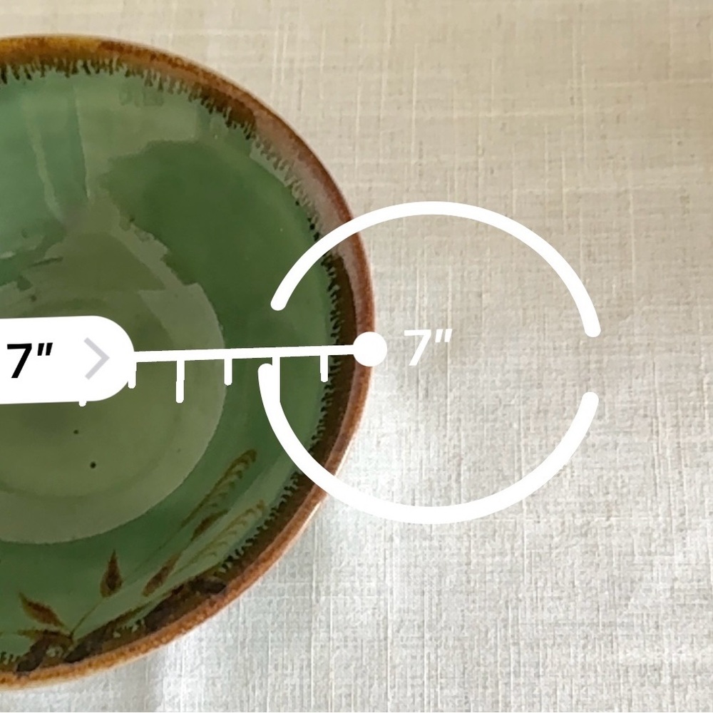 Handmade Ceramic Bowl. Green and Brown with Leaf Design / Glaze Shine. No Chips! - Picture 11 of 12